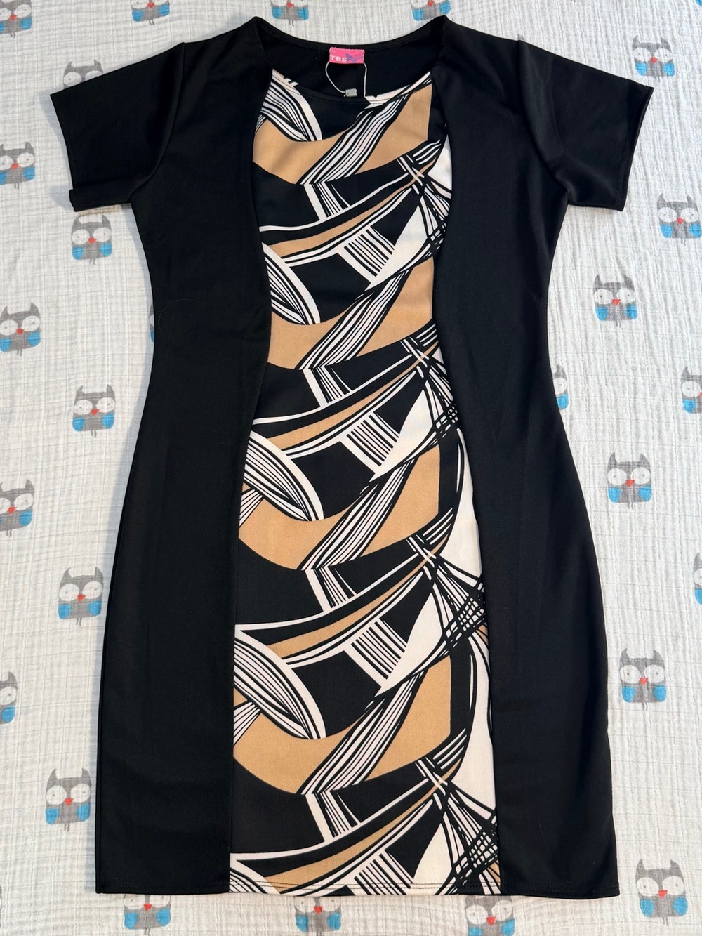 The Big Shop - Black Abstract Print Short Sleeve Dress NWT